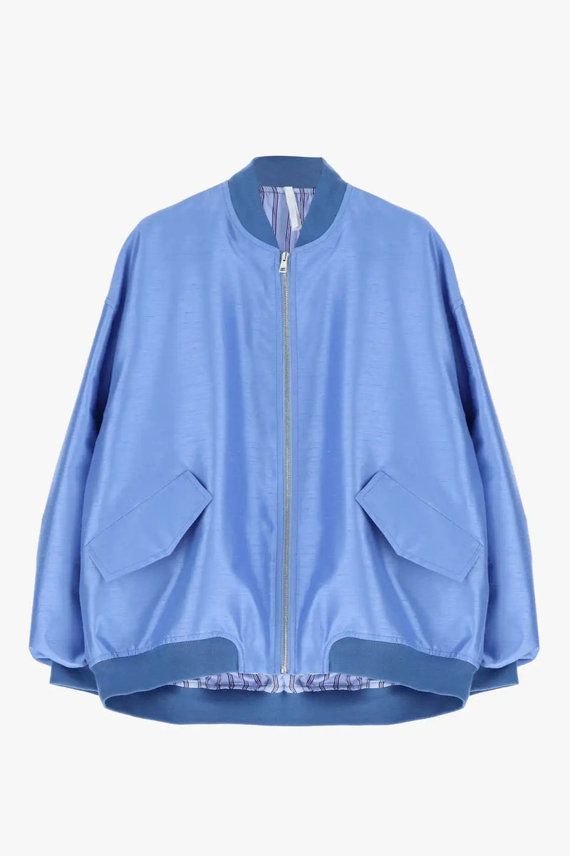 Blouson oversize Imperial bomber Satin Azzurro