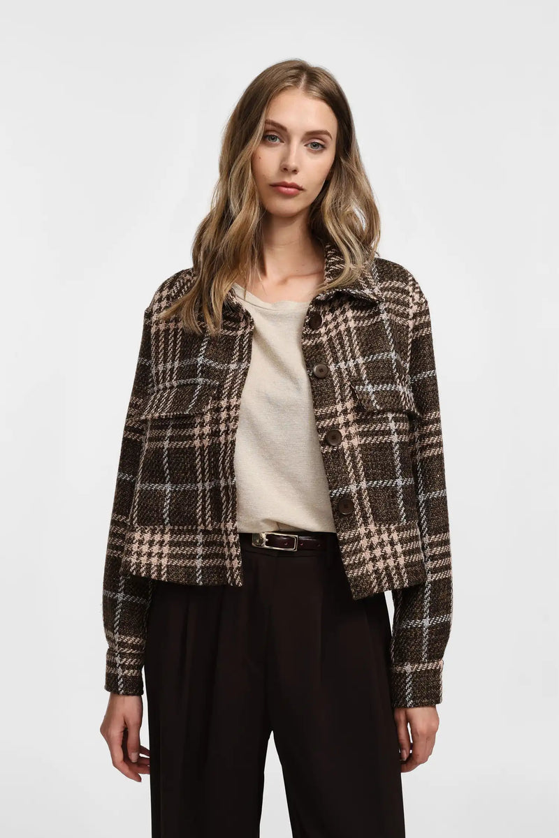 Veste Please à carreaux avec poches Marrone