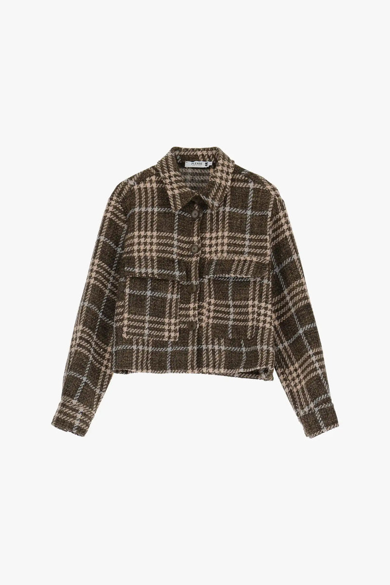 Veste Please à carreaux avec poches Marrone