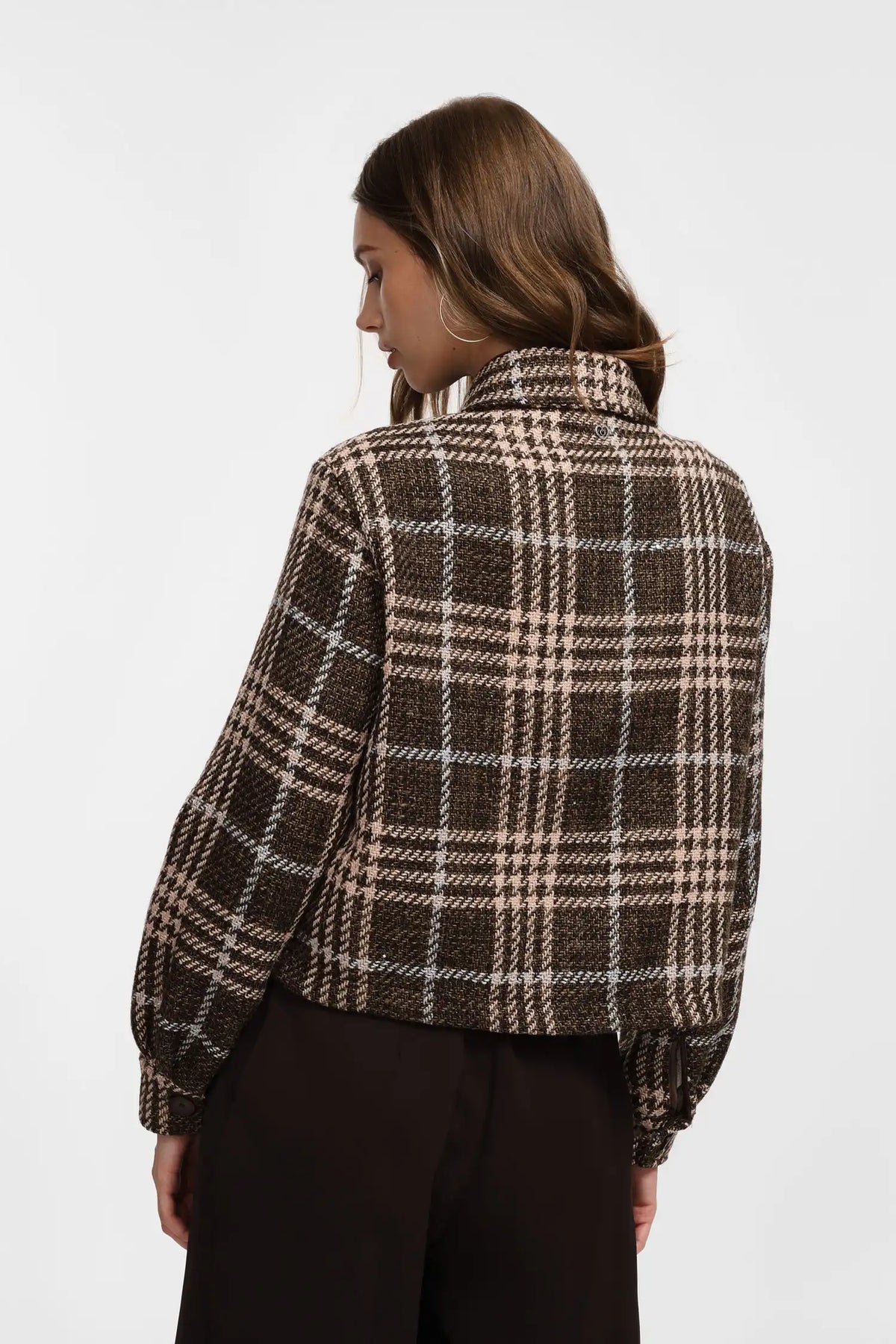 Veste Please à carreaux avec poches Marrone