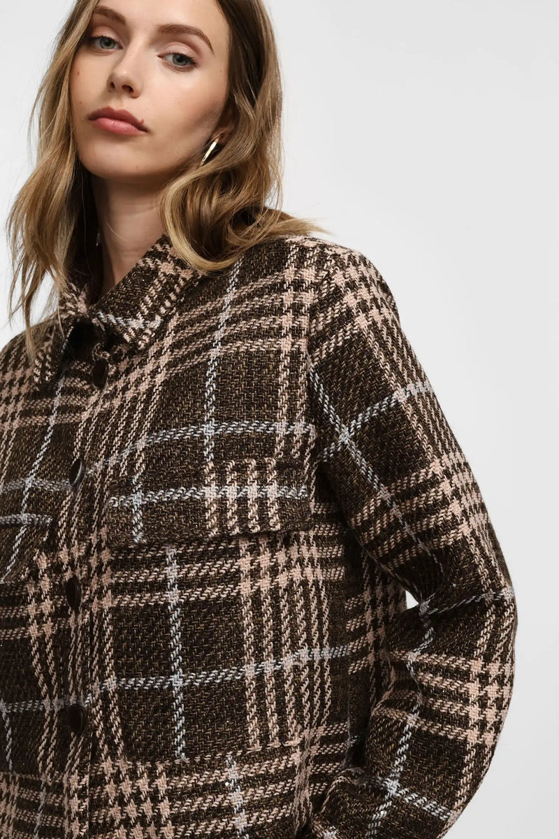 Veste Please à carreaux avec poches Marrone