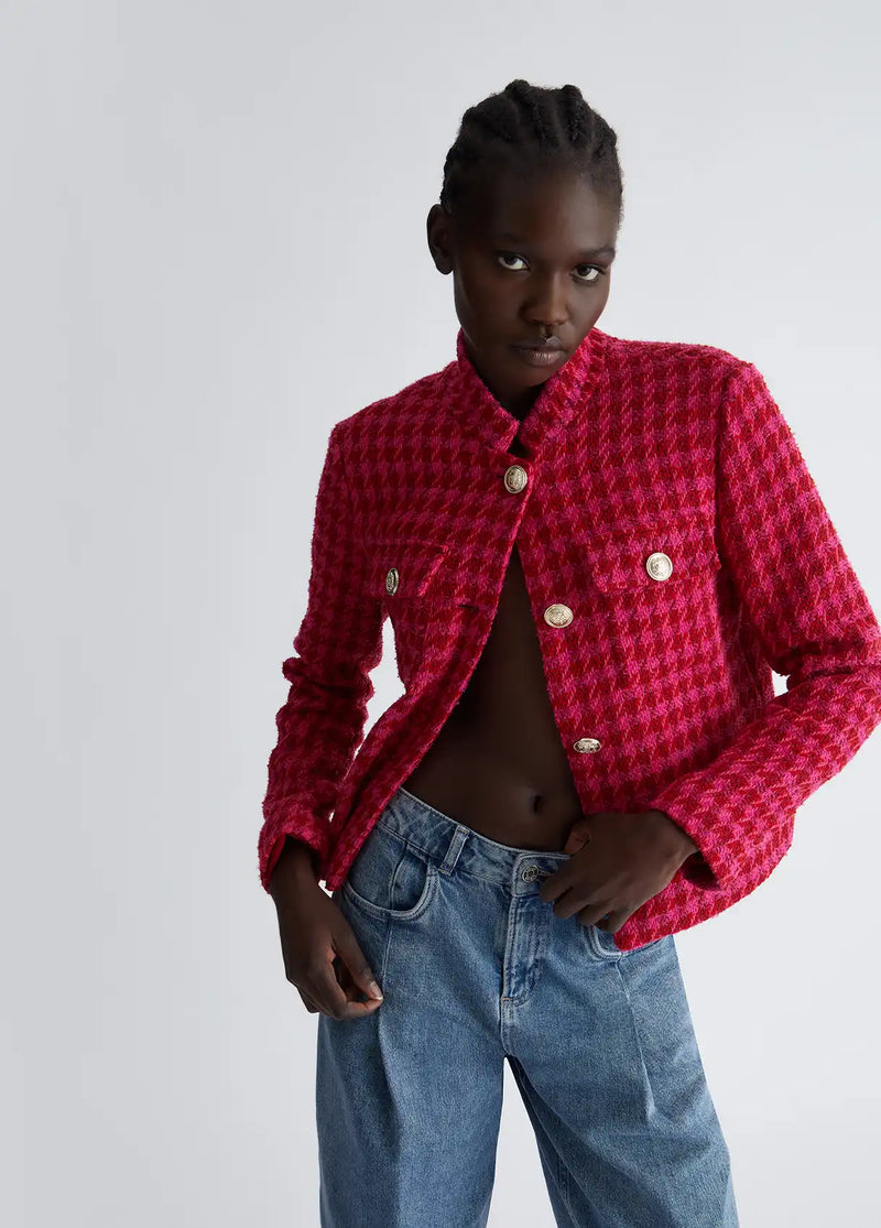 Veste Liu Jo pied-de-poule Dark fuxia