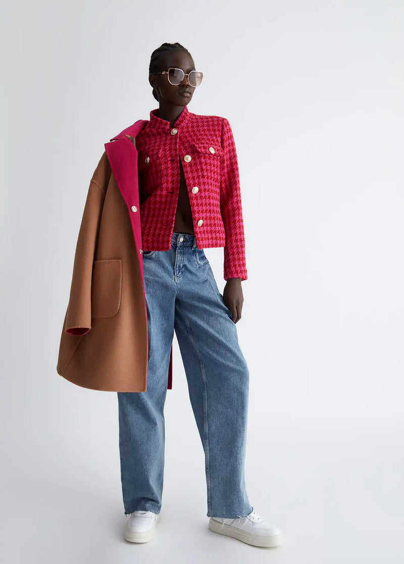 Veste Liu Jo pied-de-poule Dark fuxia