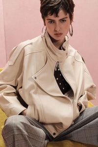 Veste en cuir Imperial col montant Burro