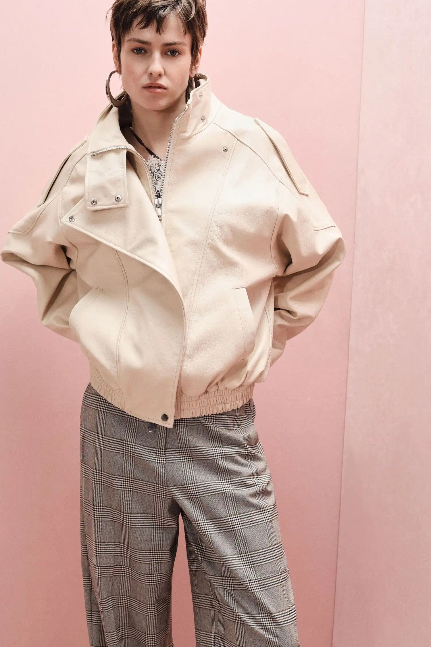 Veste en cuir Imperial col montant Burro