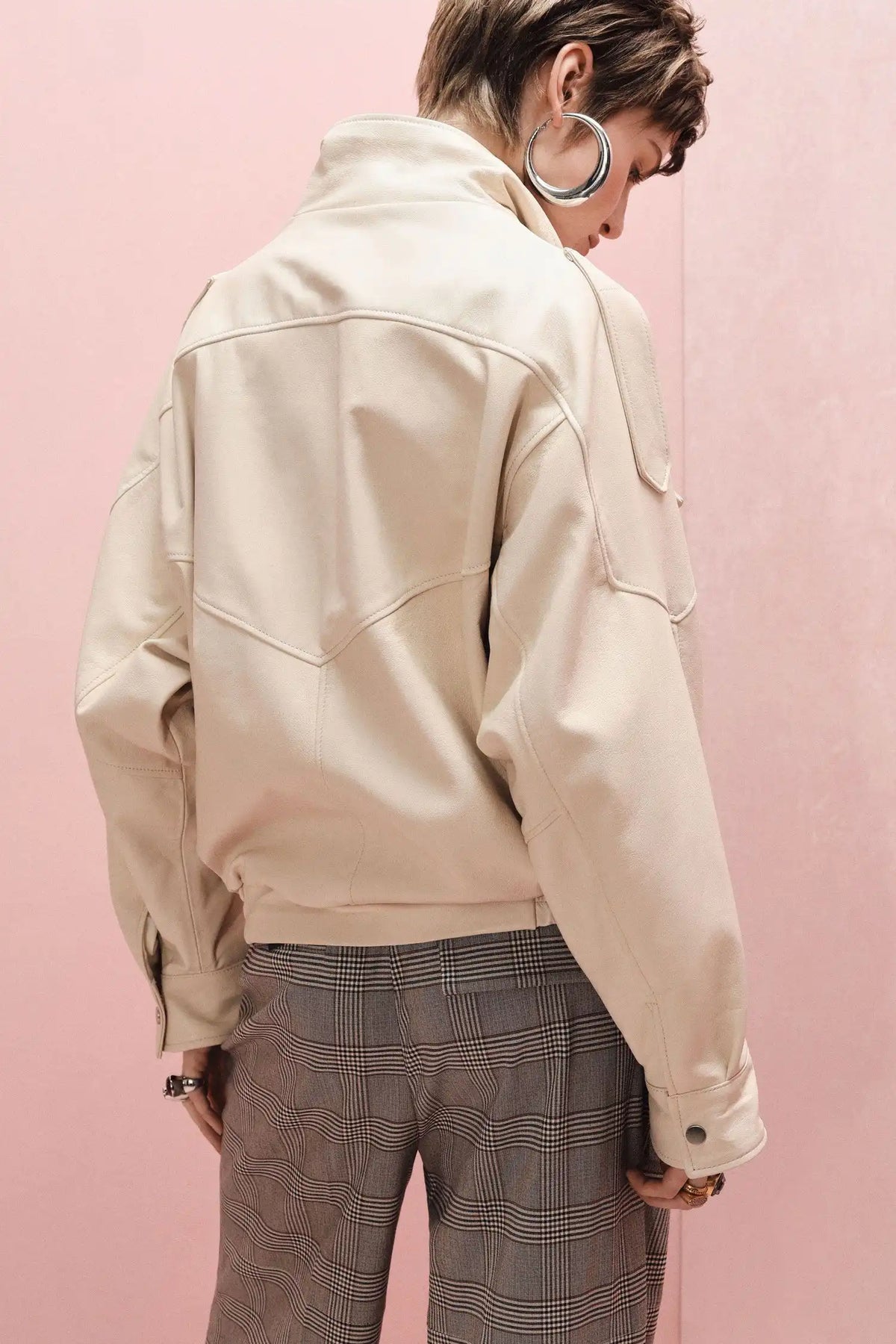 Veste en cuir Imperial col montant Burro