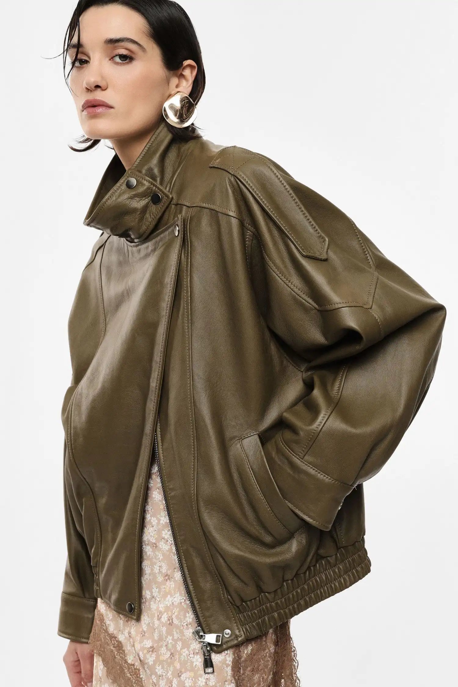 Veste en cuir Imperial col montant Militare