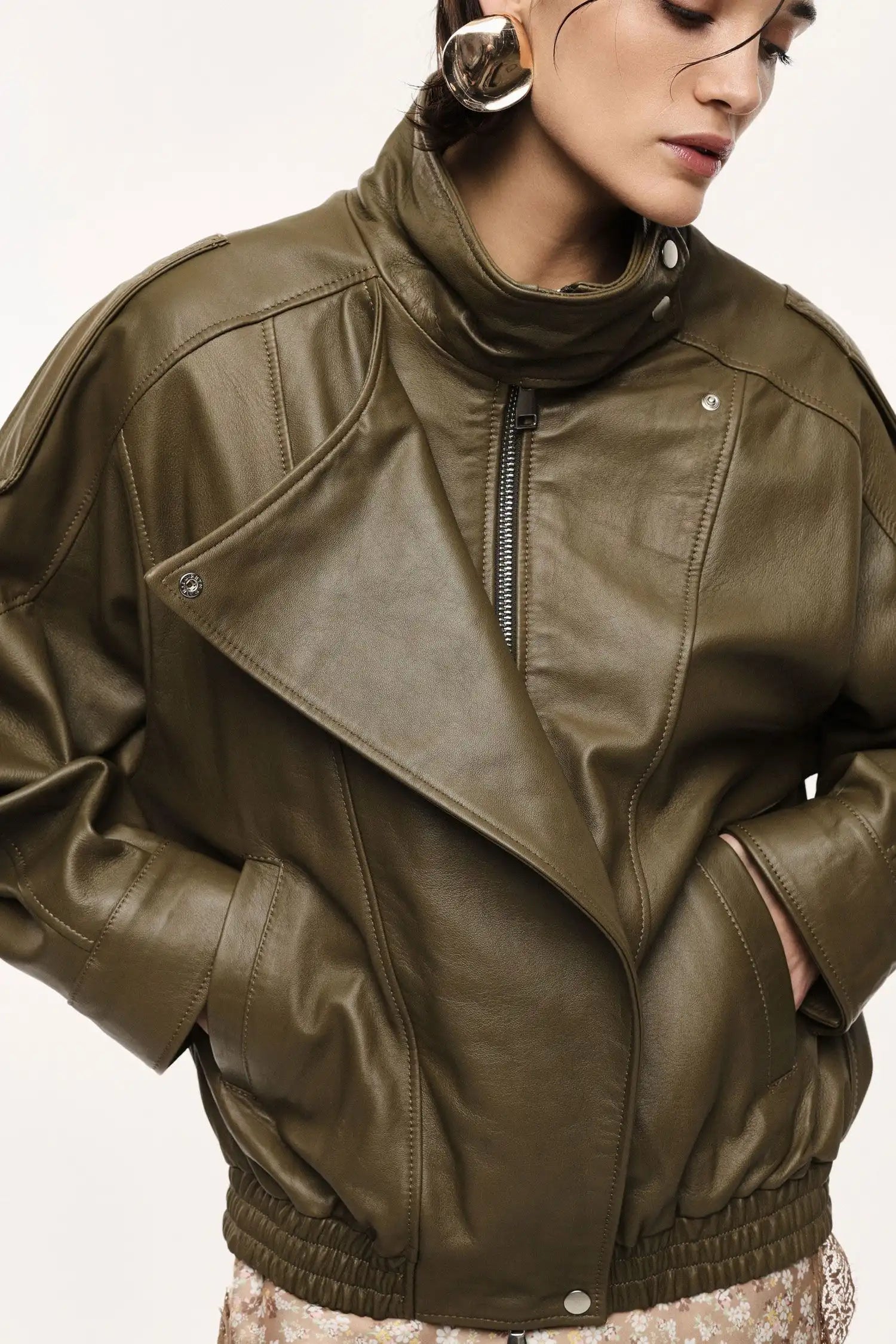 Veste en cuir Imperial col montant Militare