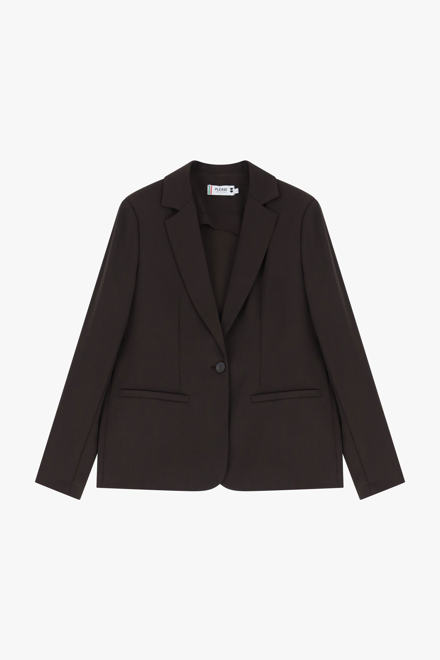 Veste femme Please J0FYCSI000 coloris Cioccolato, blazer marron chocolat col tailleur, fermeture un bouton et manches longues