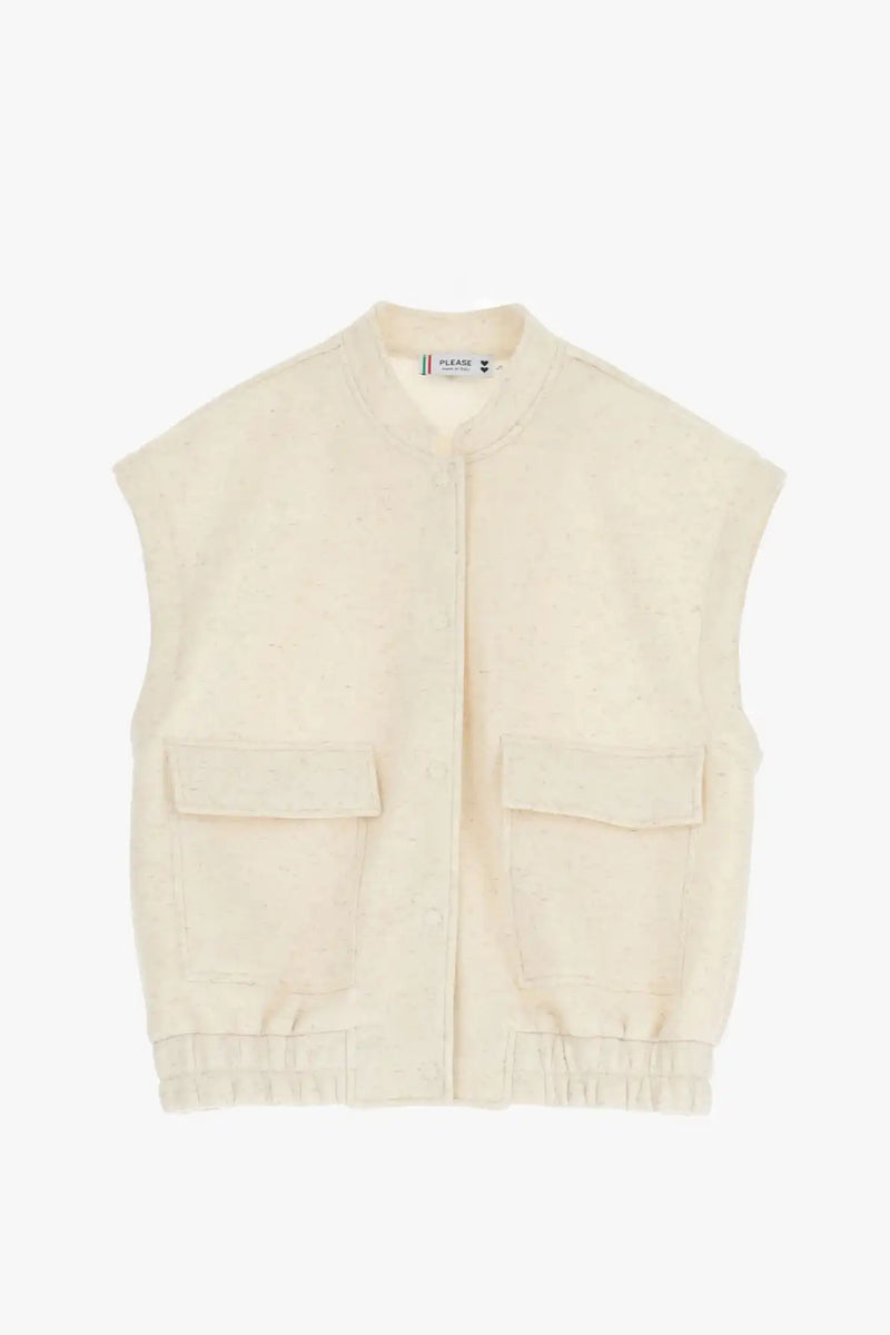 Gilet Please Molleton Moucheté Ecru