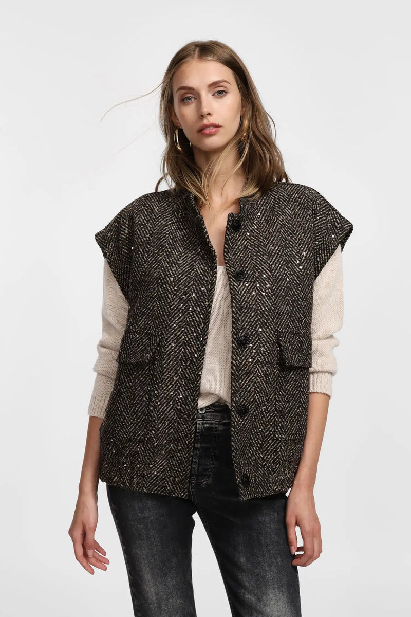 Gilet Please Tweed et Sequins Moro