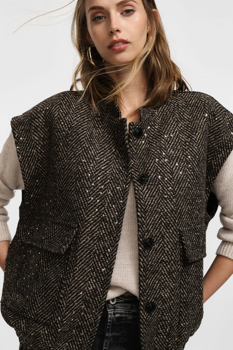 Gilet Please Tweed et Sequins Moro