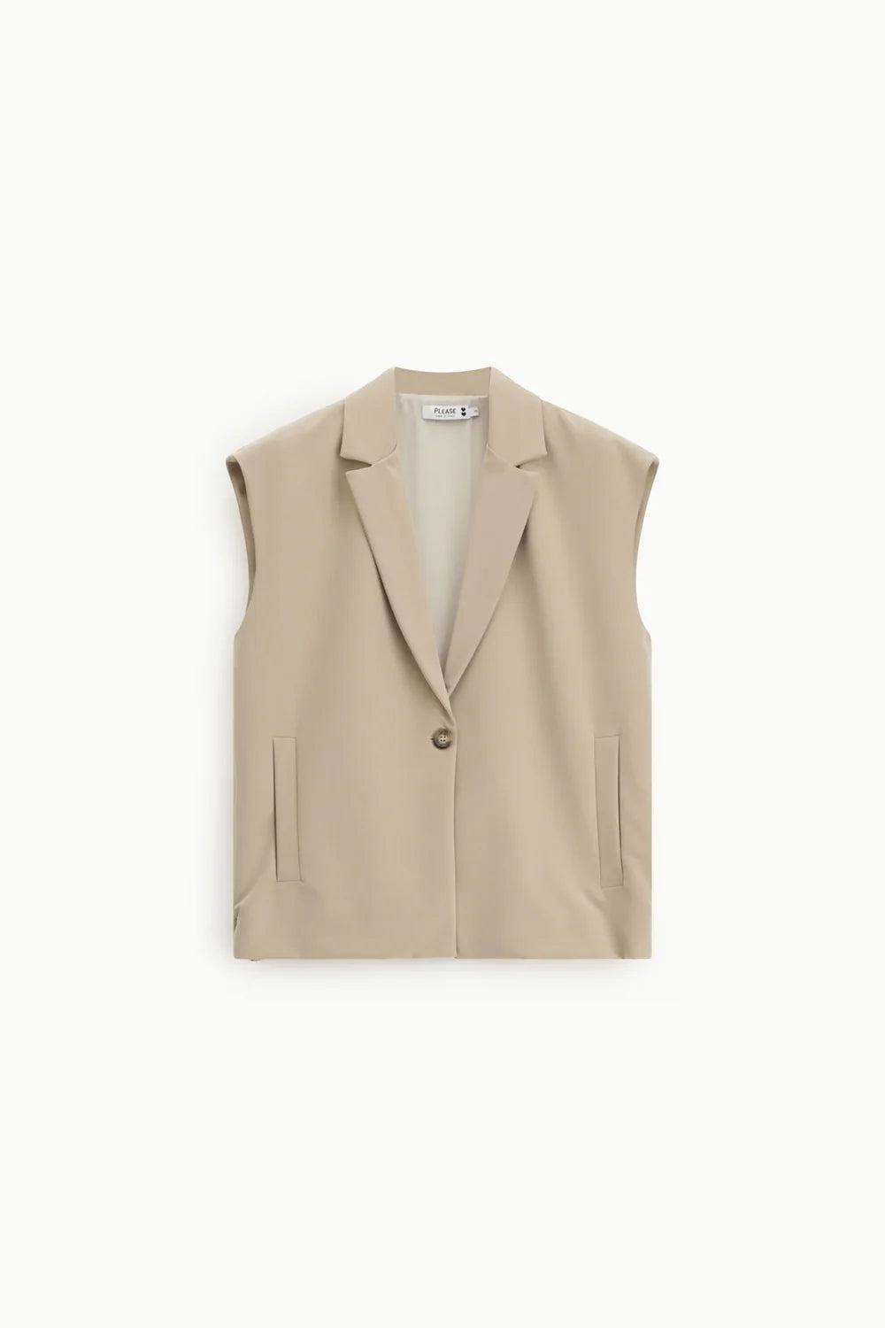 Gilet Please sans manches un bouton Beige