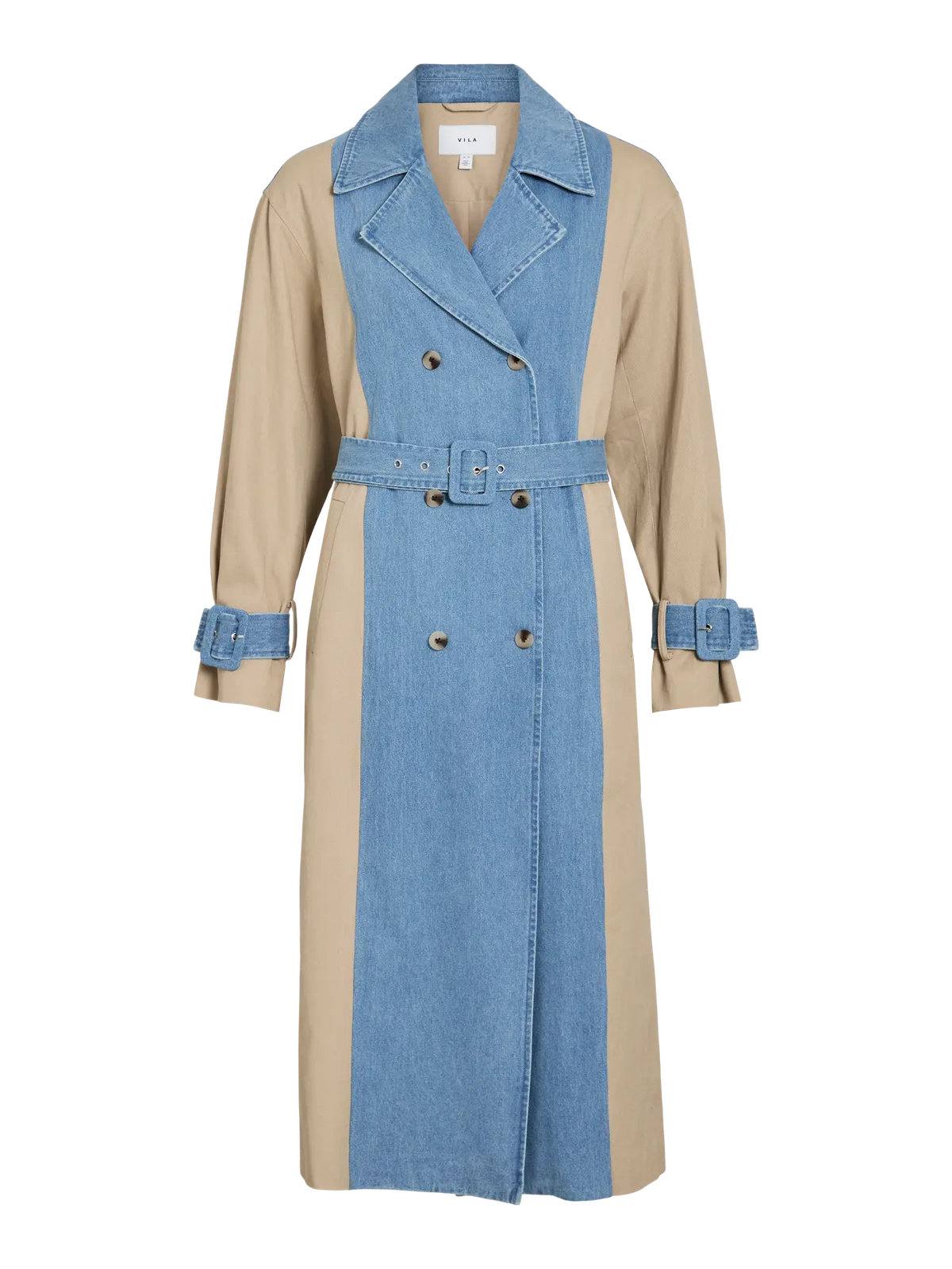 Trench Vila bi-matières Vibera Medium Blue Denim