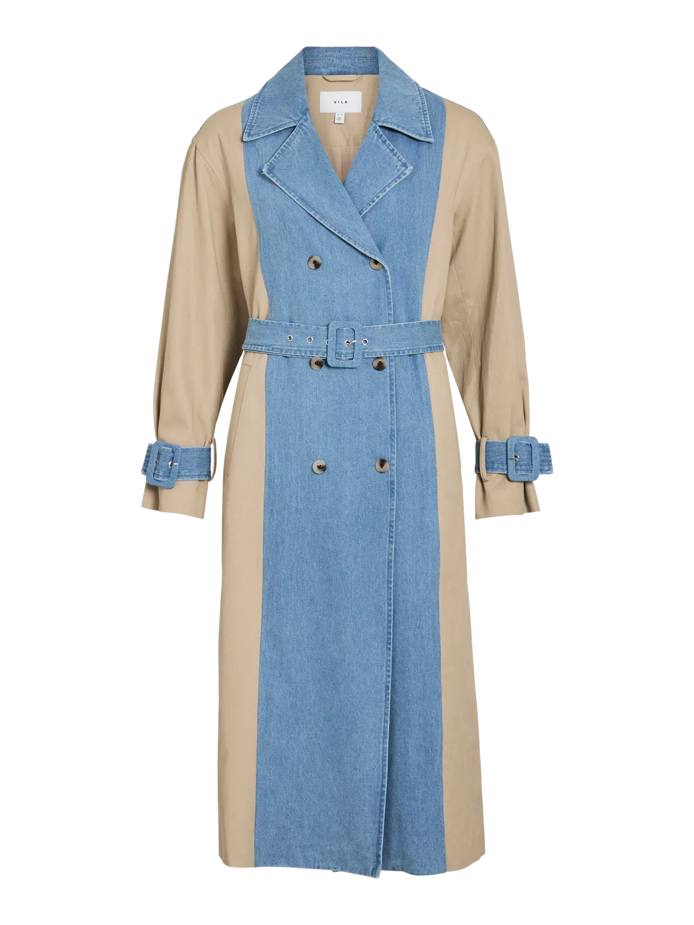 Trench Vila bi-matières Vibera Medium Blue Denim