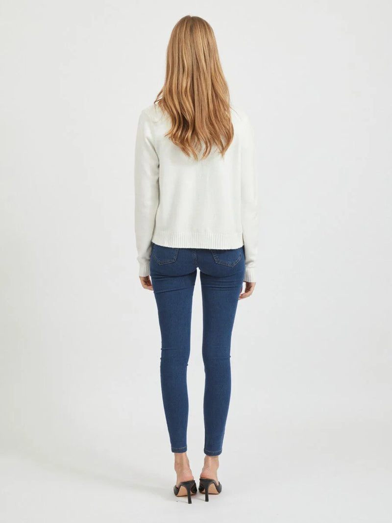 Cardigan Vila Viril Short White Alyssum
