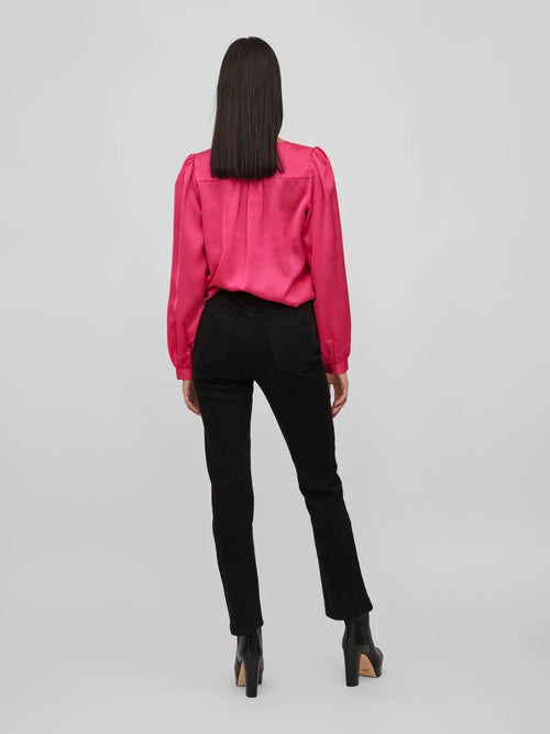 Chemise Vila Viellette V Neck Pink Yarrow