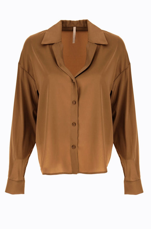 Chemise femme Imperial marron manches longues