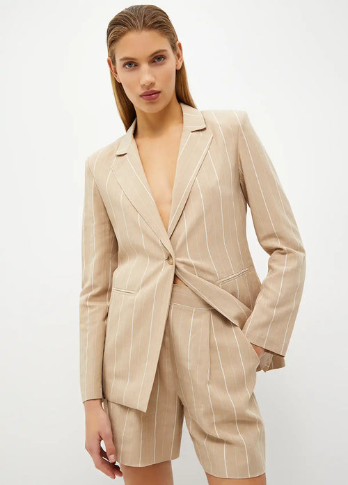 Blazer à rayures Liu Jo en lin mélangé Sable