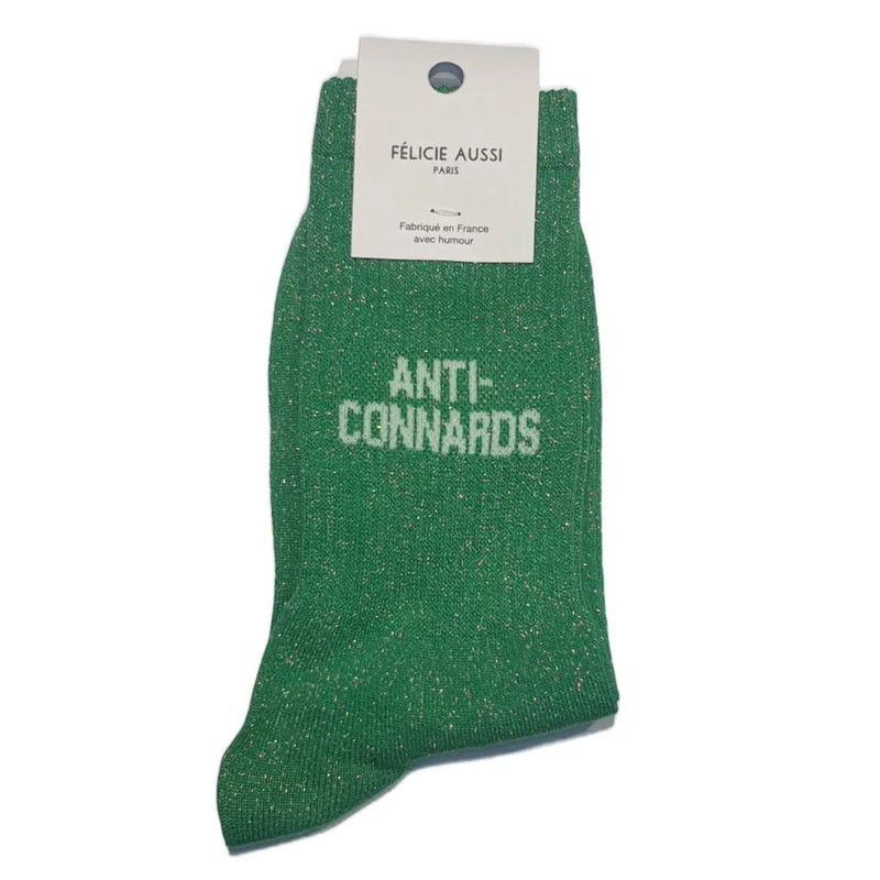 Chaussettes Félicie Aussi Anti-Connards Vert Paillettes