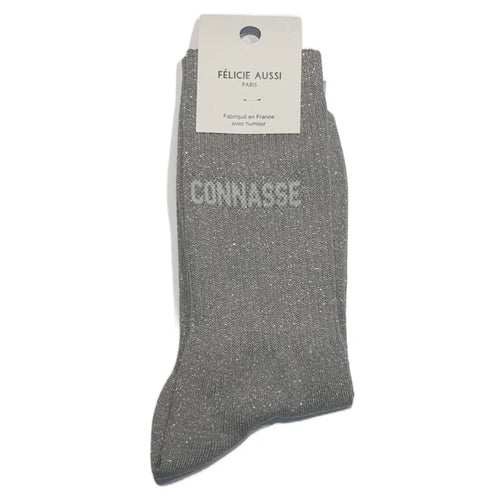 Chaussettes Félicie Aussi Connasse Gris Paillettes