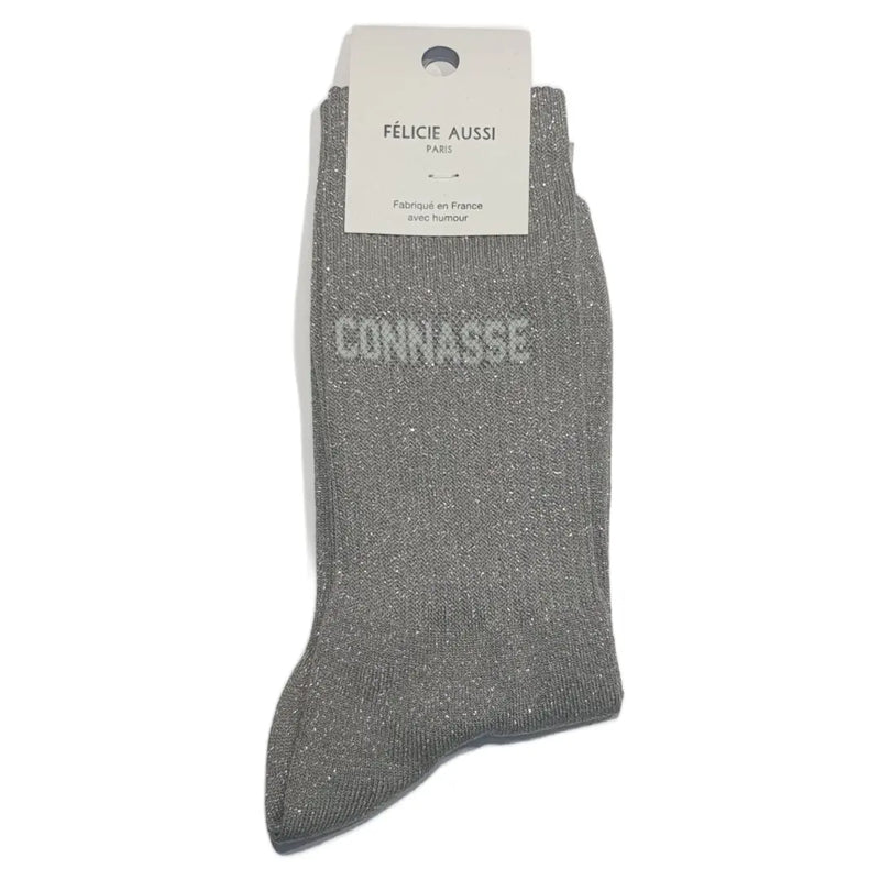 Chaussettes Félicie Aussi Connasse Gris Paillettes