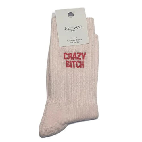 Chaussettes Félicie Aussi Crazy Bitch Rose Pale