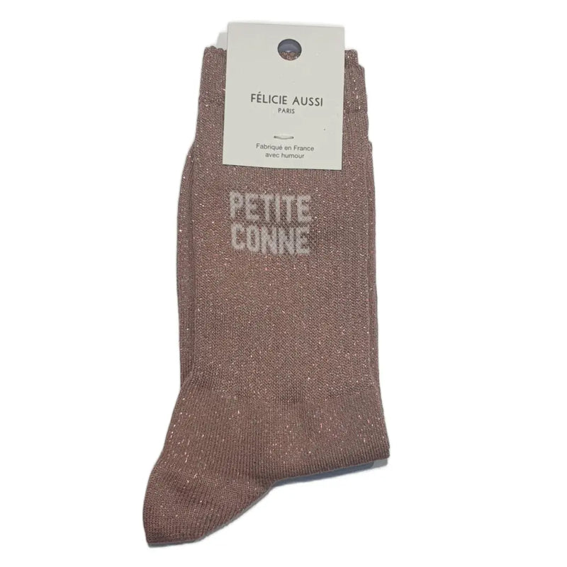 Chaussettes Félicie Aussi Petite Conne Rose Paillettes