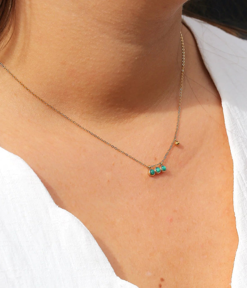 collier femme zag ormiga turquoise dore