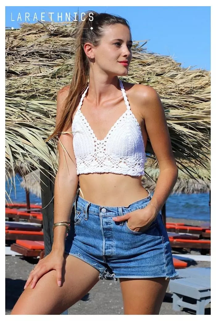 Crop-Top LaraEthnics Mahe Blanc