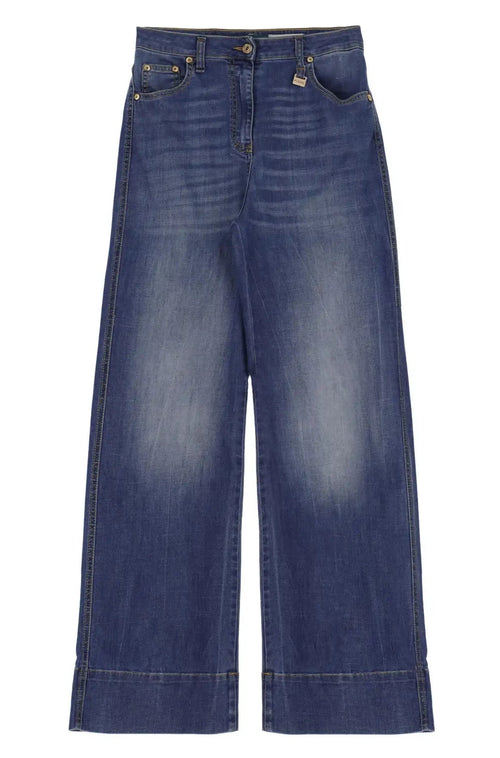 Jean Please Palazzo effet délavé Blu Denim