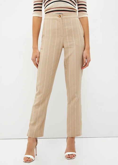 Pantalon à rayures Liu Jo en lin mélangé Sable