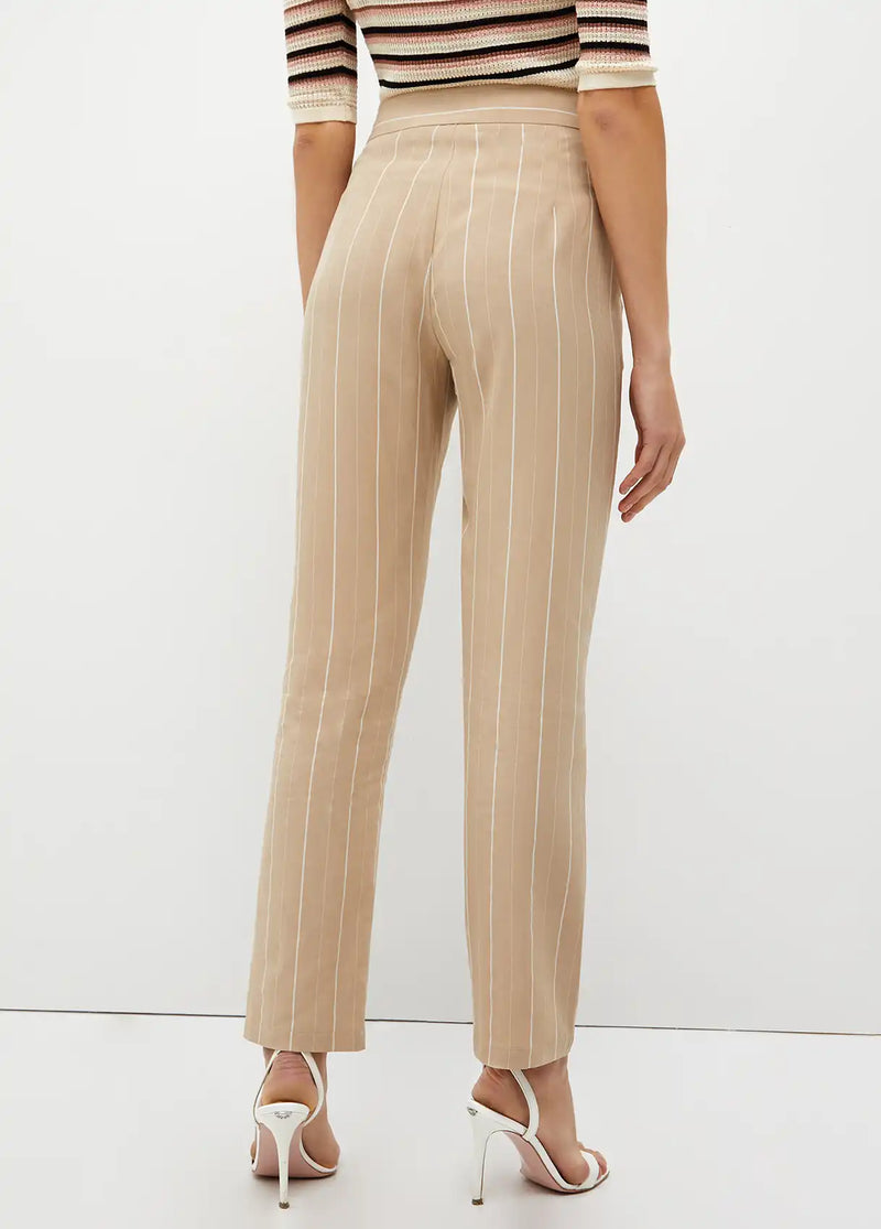 Pantalon à rayures Liu Jo en lin mélangé Sable