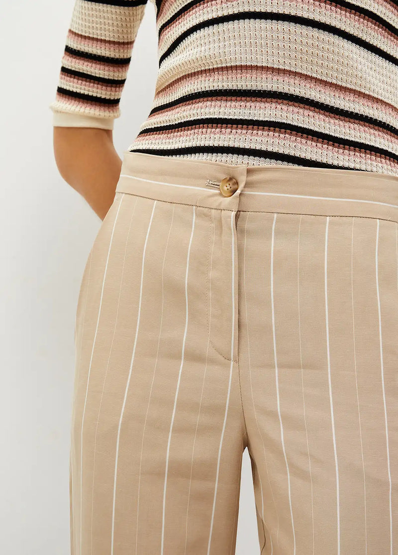 Pantalon à rayures Liu Jo en lin mélangé Sable