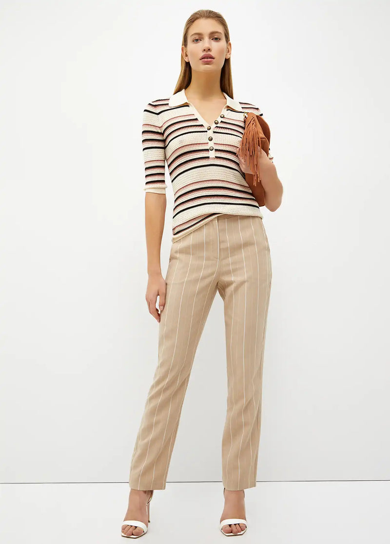 Pantalon à rayures Liu Jo en lin mélangé Sable