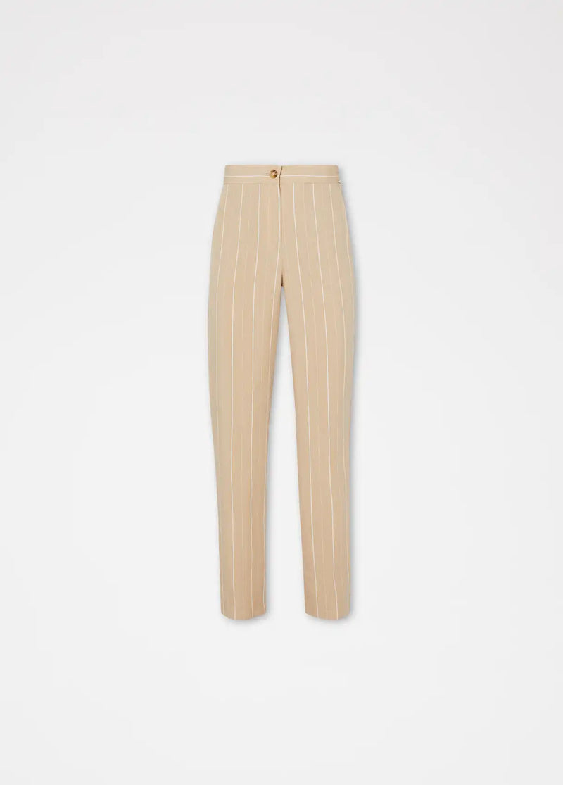 Pantalon à rayures Liu Jo en lin mélangé Sable