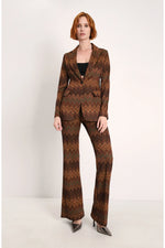 Pantalon Imperial Marrone/Verde évasé à motifs