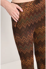 Pantalon Imperial Marrone Verde évasé à motifs