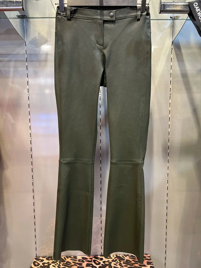 Pantalon Lou Andrea Charly Flare en cuir Military
