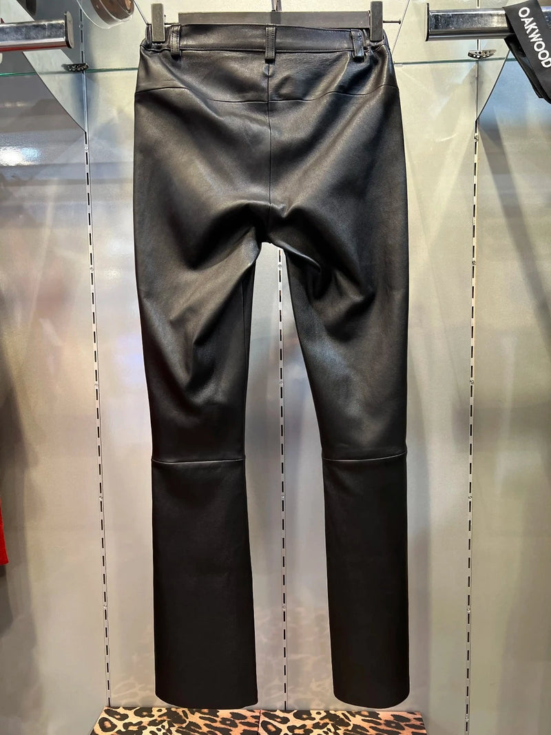 Pantalon Lou Andrea Charly Flare en cuir Noir