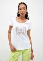 T-shirt écoconçu Liu Jo avec strass Blanc