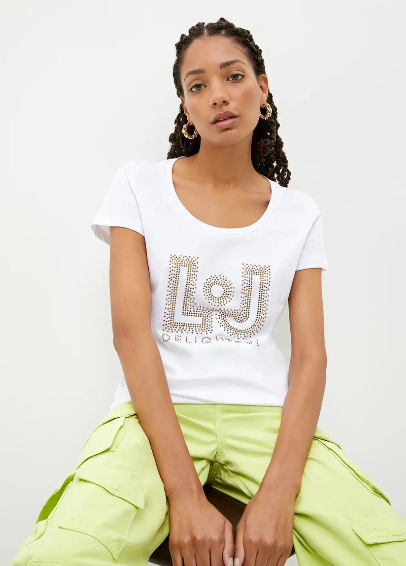 T-shirt écoconçu Liu Jo avec strass Blanc