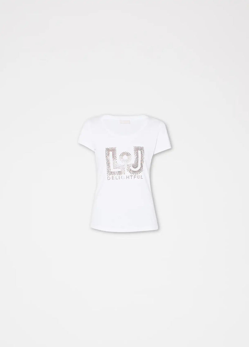 T-shirt écoconçu Liu Jo avec strass Blanc