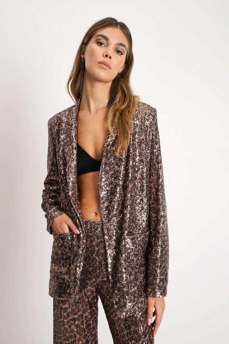 Leopard sequin jacket hot sale