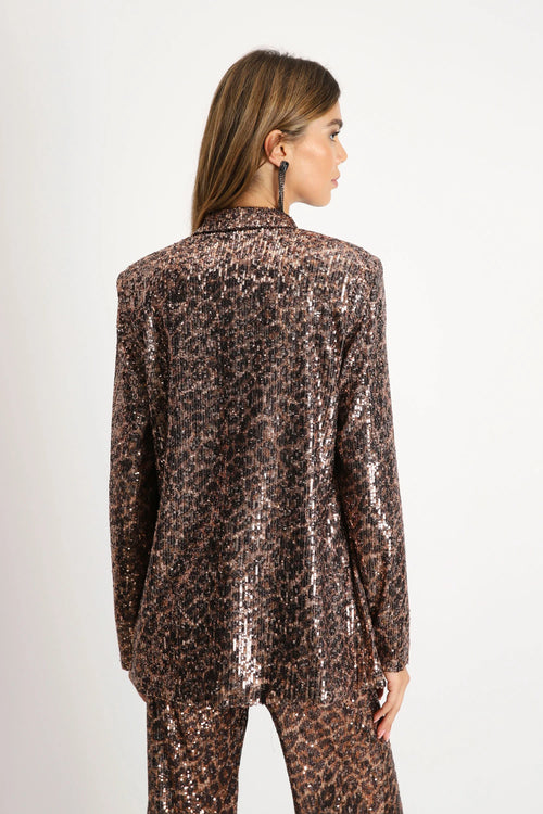 Veste Imperial Beige/Nero léopard à sequins